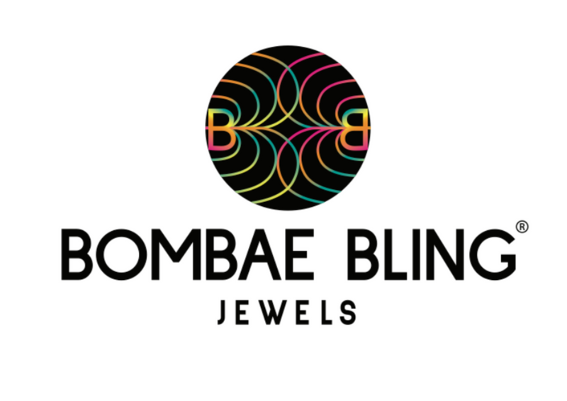 Logo of Bombae Bling Jewels with colorful design and black text on a white background