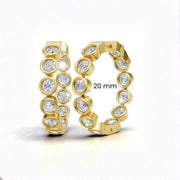 Celeste diamond hoops in gold vermeil featuring round-cut AAA-grade cubic zircons, measuring 20 mm.