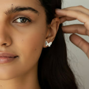 Flutterby Studs - Butterfly Earring Studs worn by a model, showcasing their whimsical design.