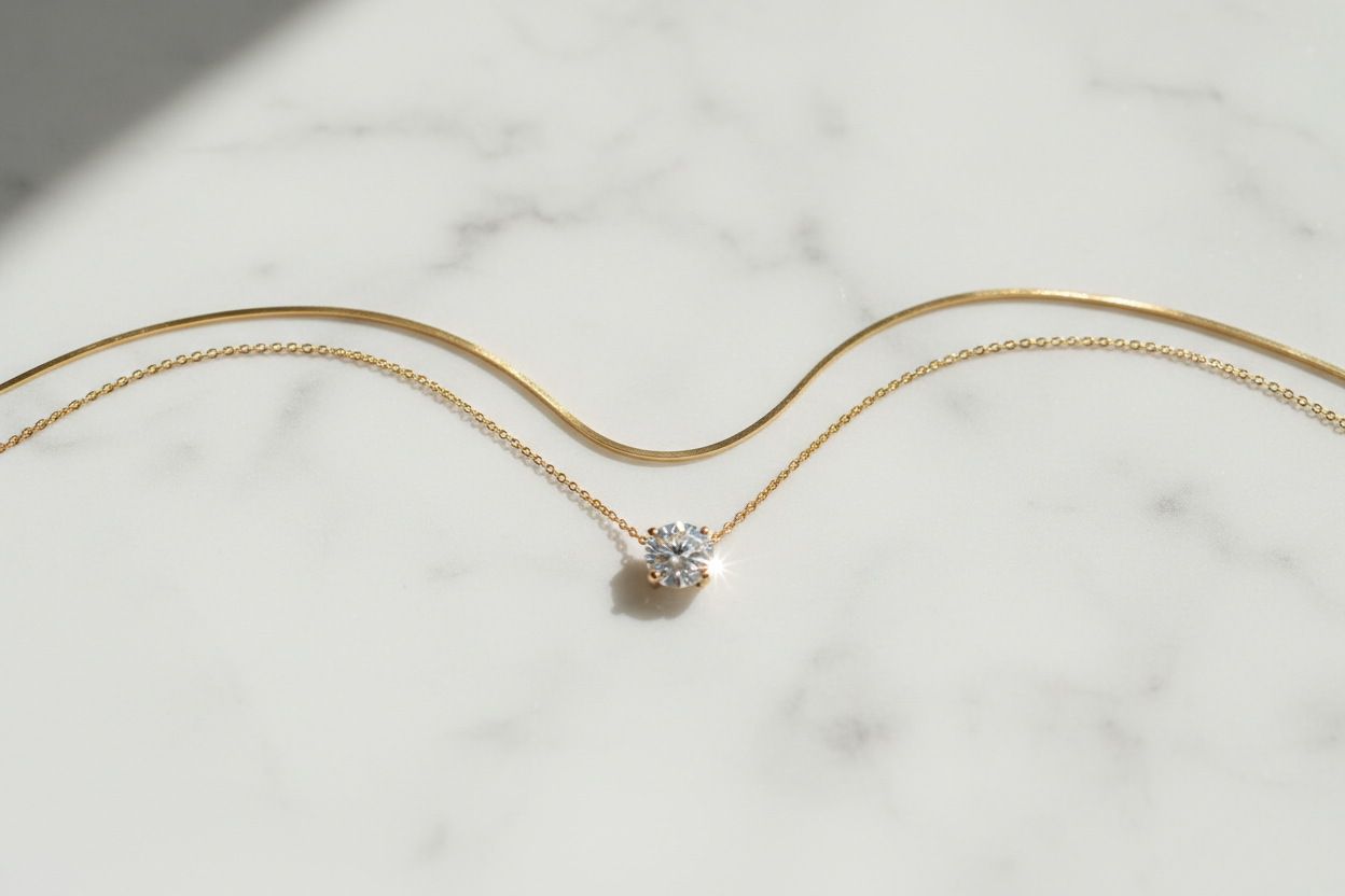 Layered 925 sterling silver necklaces by Bombae Bling Jewels