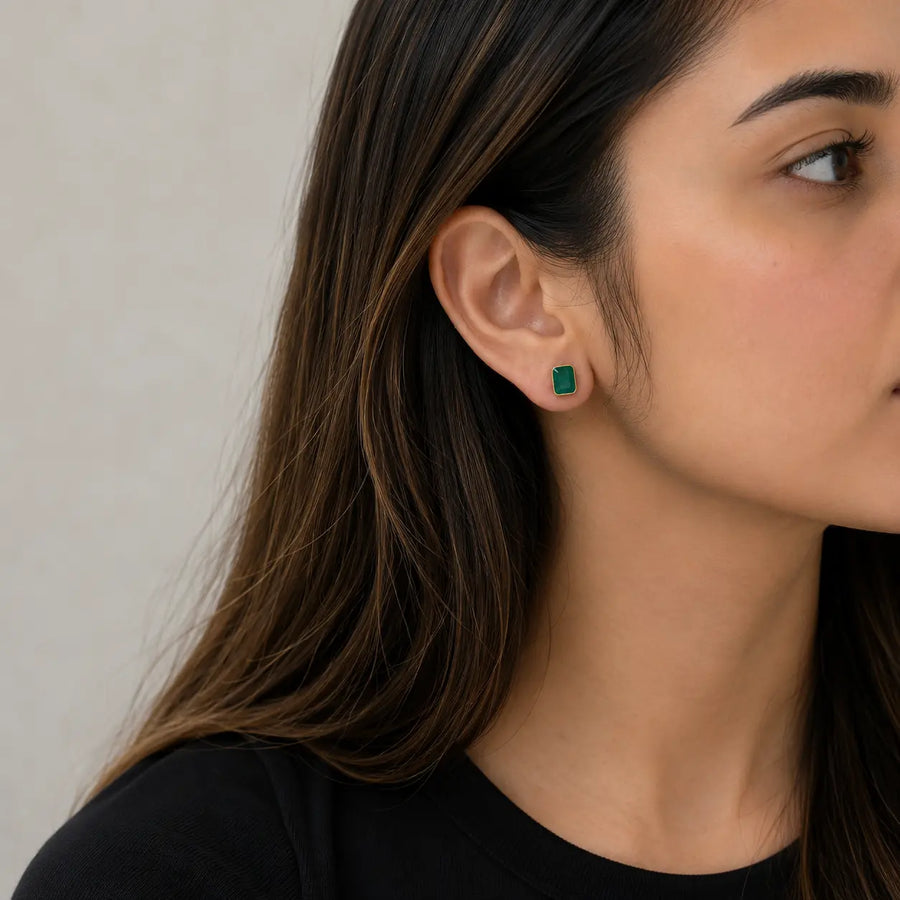 Emerald Green Onyx Studs