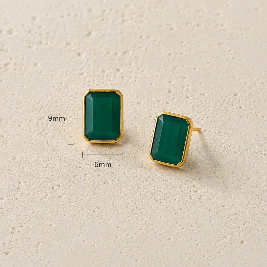 Emerald Green Onyx Studs
