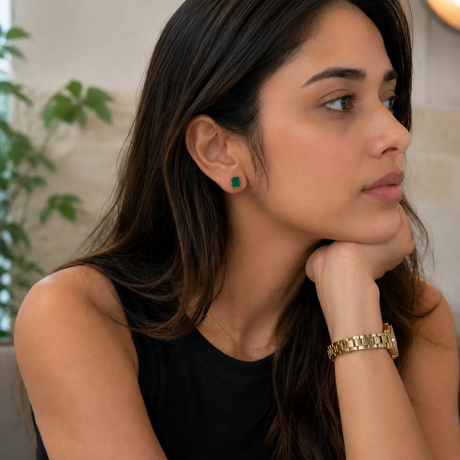 Emerald Green Onyx Studs