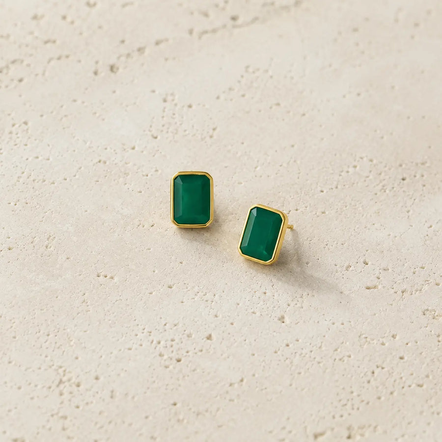 Emerald Green Onyx Studs