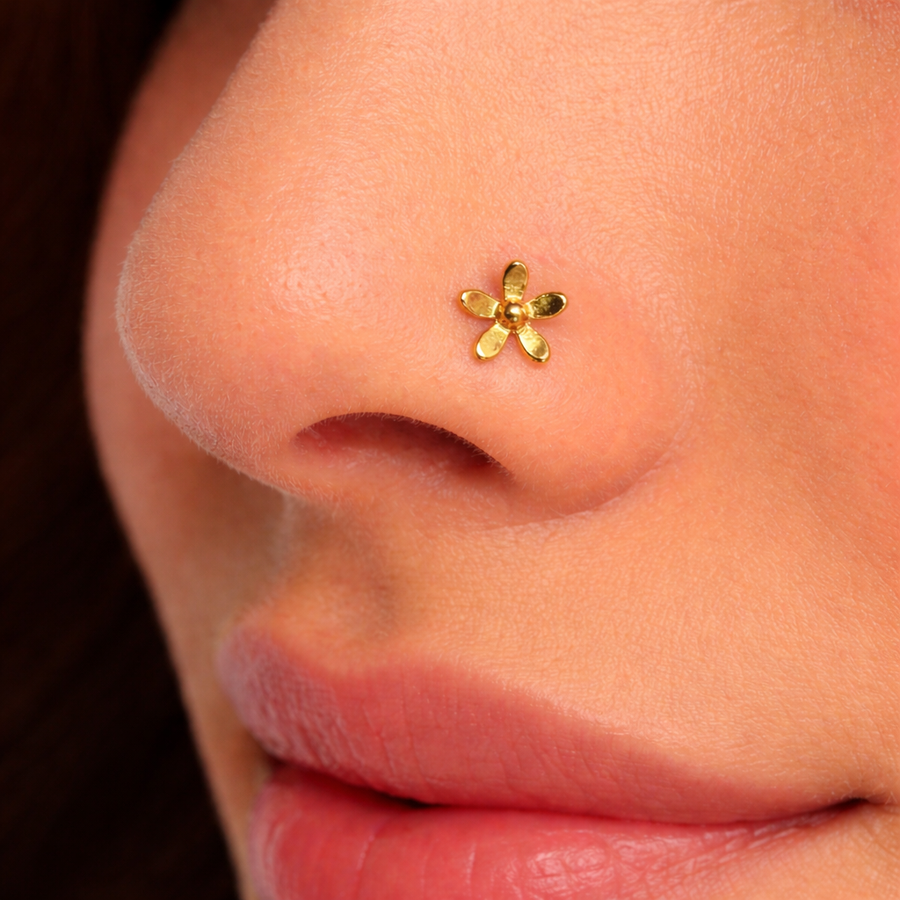 Champa Nose Pin - Handcrafted Floral Design