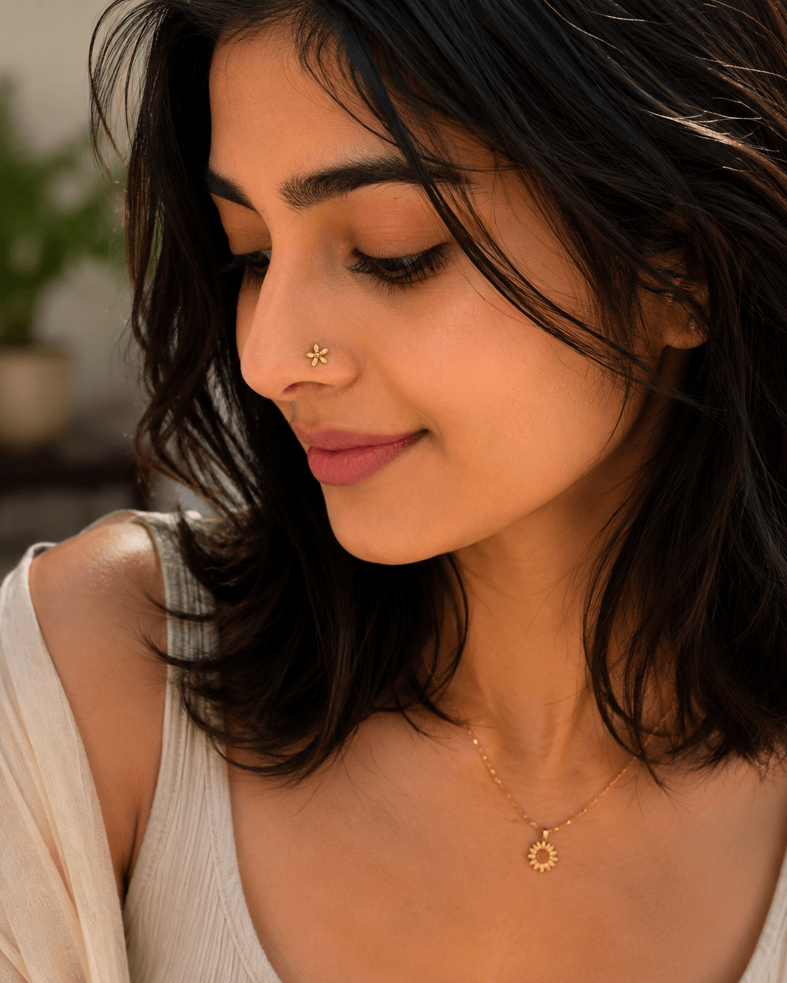 Champa Nose Pin - Handcrafted Floral Design