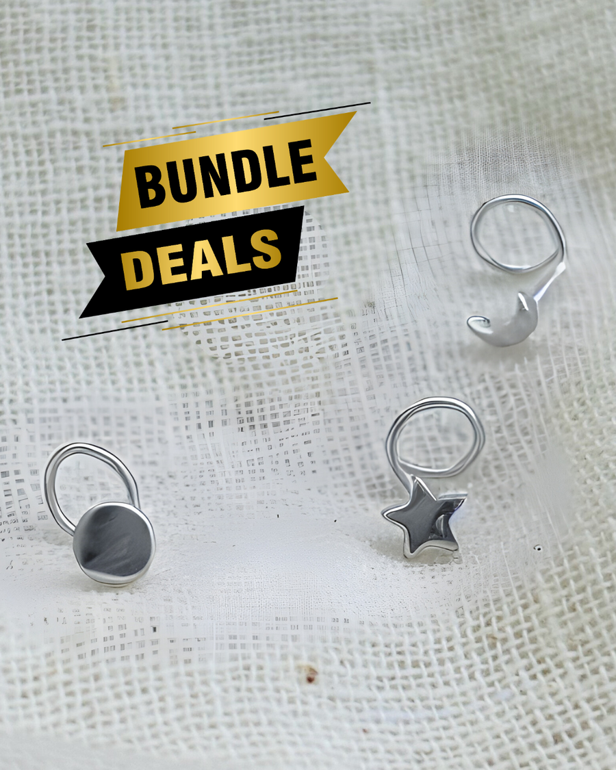The Everyday Nose Pin Trio - White Rhodium