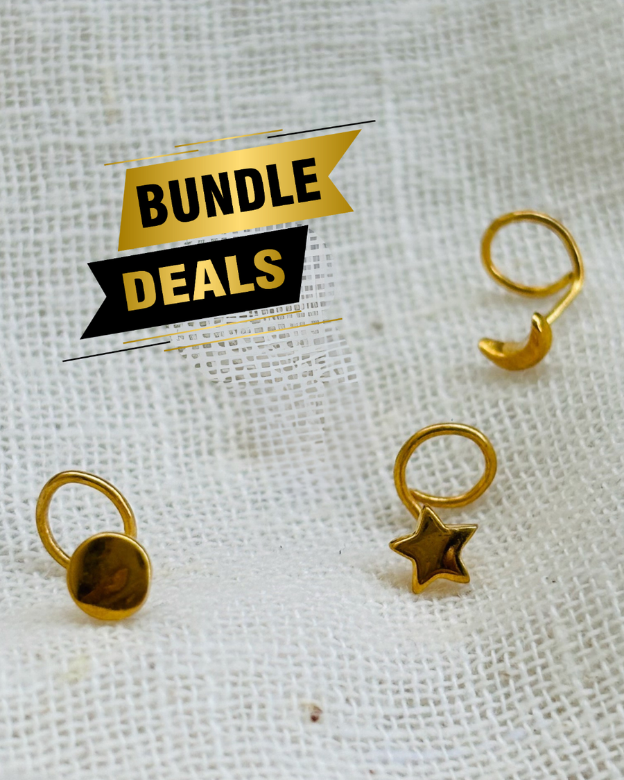 The Everyday Nose Pin Trio - Gold Vermeil