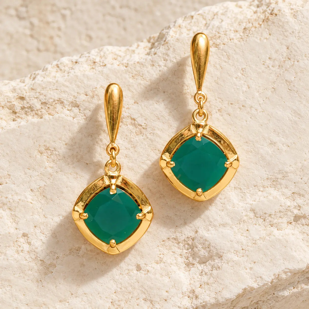 Serene Green Onyx Drop Earrings