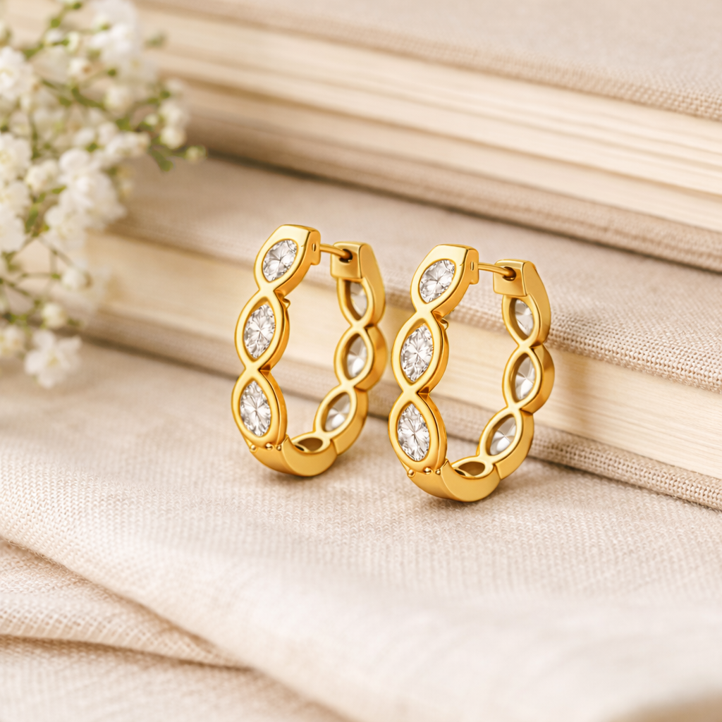 Marquise Diamond Hoops