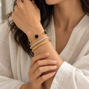 Carbon Bracelet - Black Onyx Beads