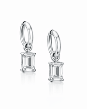 Everyday diamond earrings featuring high-grade cubic zirconia suspended from lightweight silver hoops.