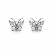 Isla Butterfly Diamond Stud Earrings featuring sparkling cubic zircon diamonds in sterling silver setting.