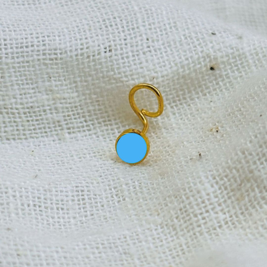 The Neel Nose Pin - Turquoise Blue Enamel Nose Pin
